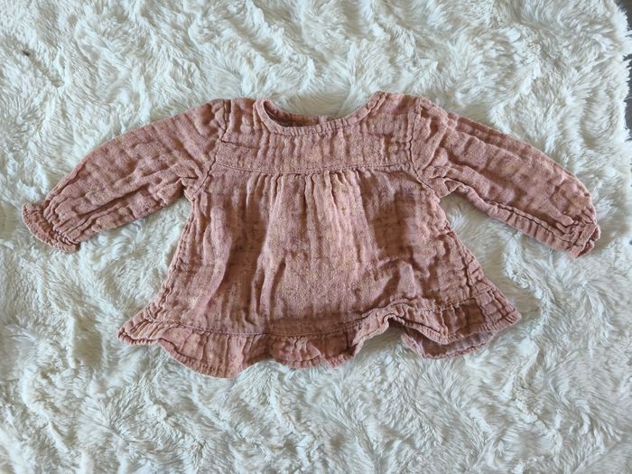 Chemisette à manches longues vieux rose Zara taille 1/3 mois