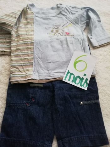 Ensembles tee shirt bleu et jeans garçon 6 mois influx