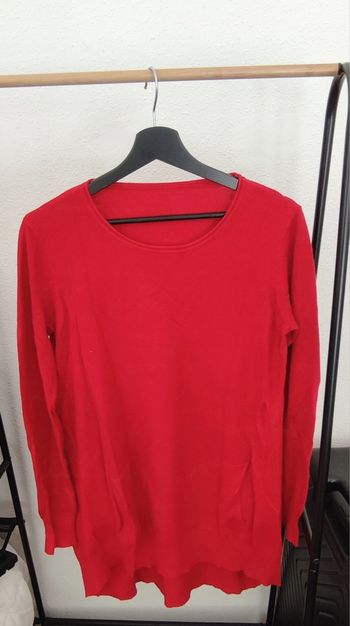 Pull long rouge col rond - Taille M/L