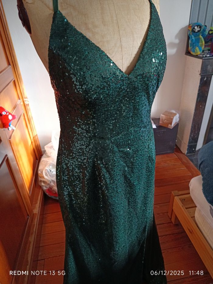 Robe à sequins vert bouteille T.40 - photo numéro 4
