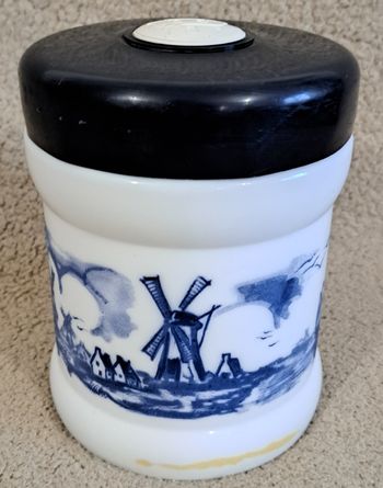 🍽 Pot en opaline décors moulins et bateaux