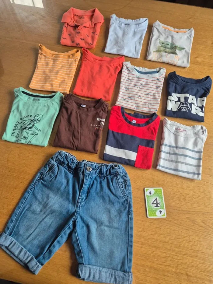 Lot 11 tee shirt + short tape a loeil 4 ans