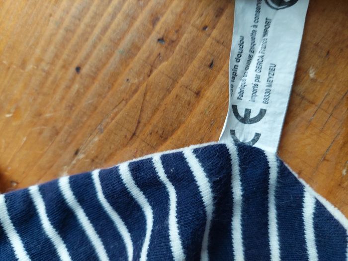 Doudou plat lapin rayé bleu marine - photo numéro 5