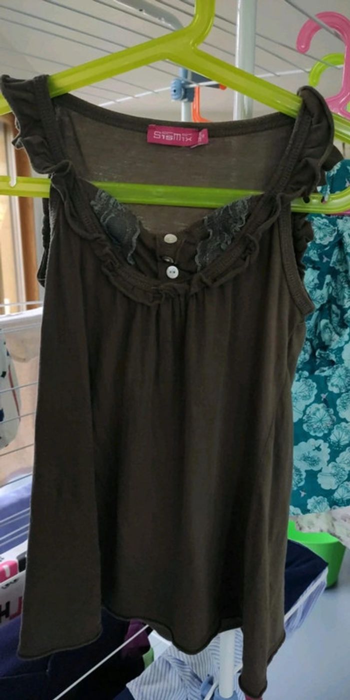 Débardeur fille kaki sismix 10 ans