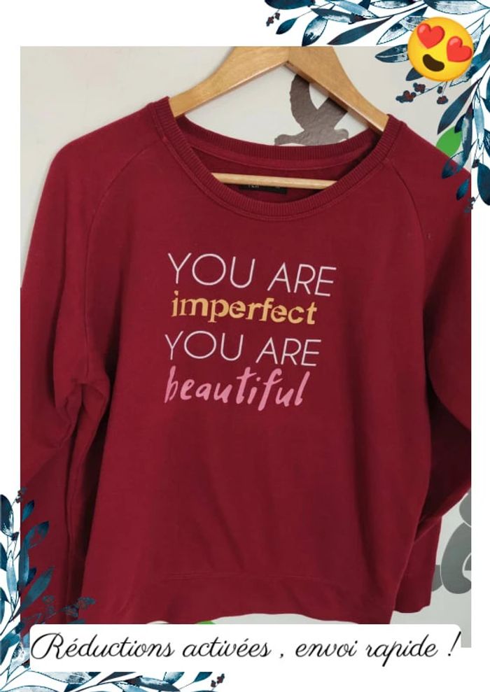 Pull bordeau You are beautiful - photo numéro 2