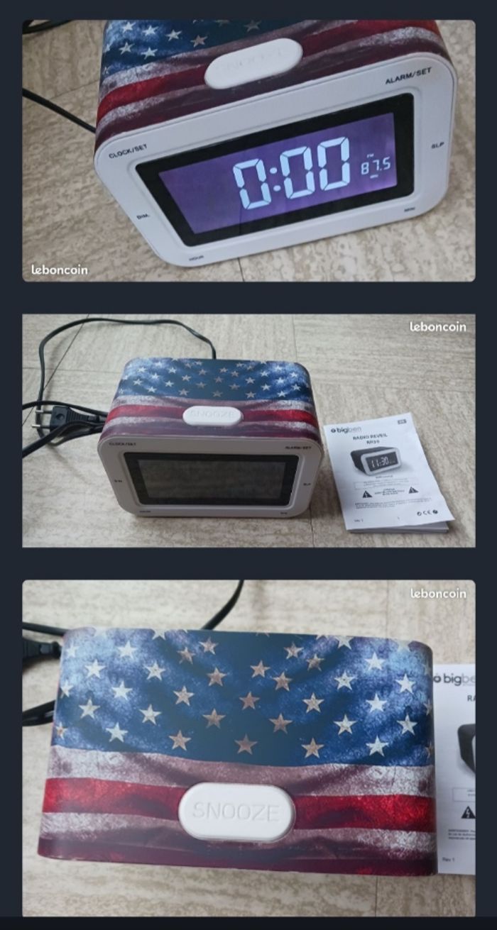 Radio réveil RR30, Drapeau Etats-Unis d'Amérique - avec notice
