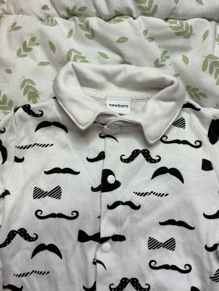 combinaison sans pieds blanc motifs moustache ouverture devant 3 mois newborn - photo numéro 5