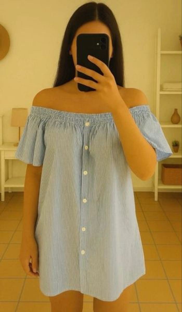 Robe tunique couleur bleu et blanc taille m/l en coton marque moody's neuve