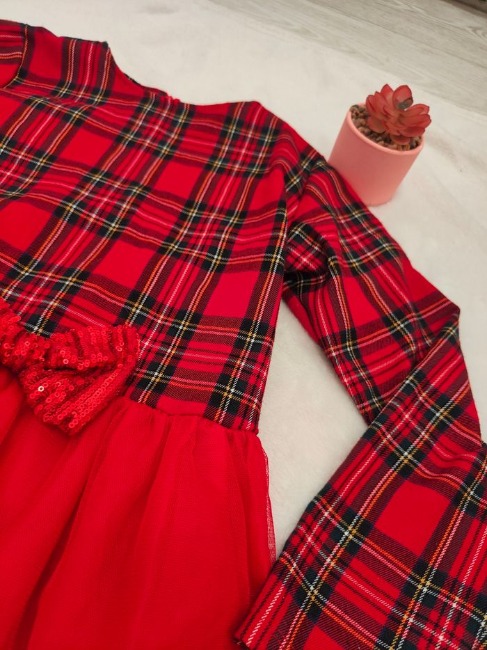 Robe de Noël rouge à carreaux fille - photo numéro 3