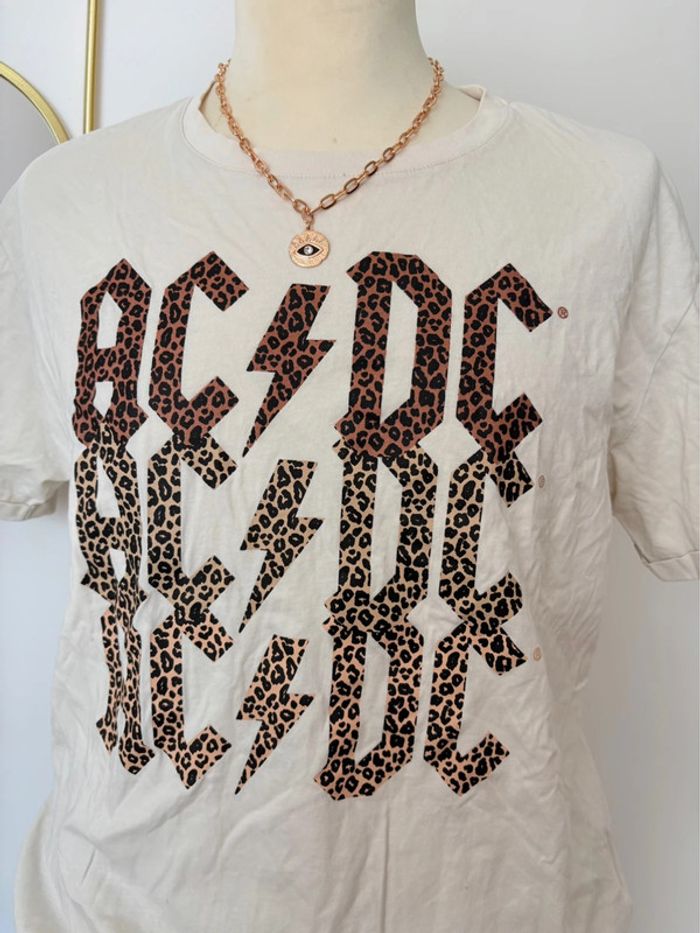 T-shirt crème imprimé léopard dégradé ACDC taille M - photo numéro 4