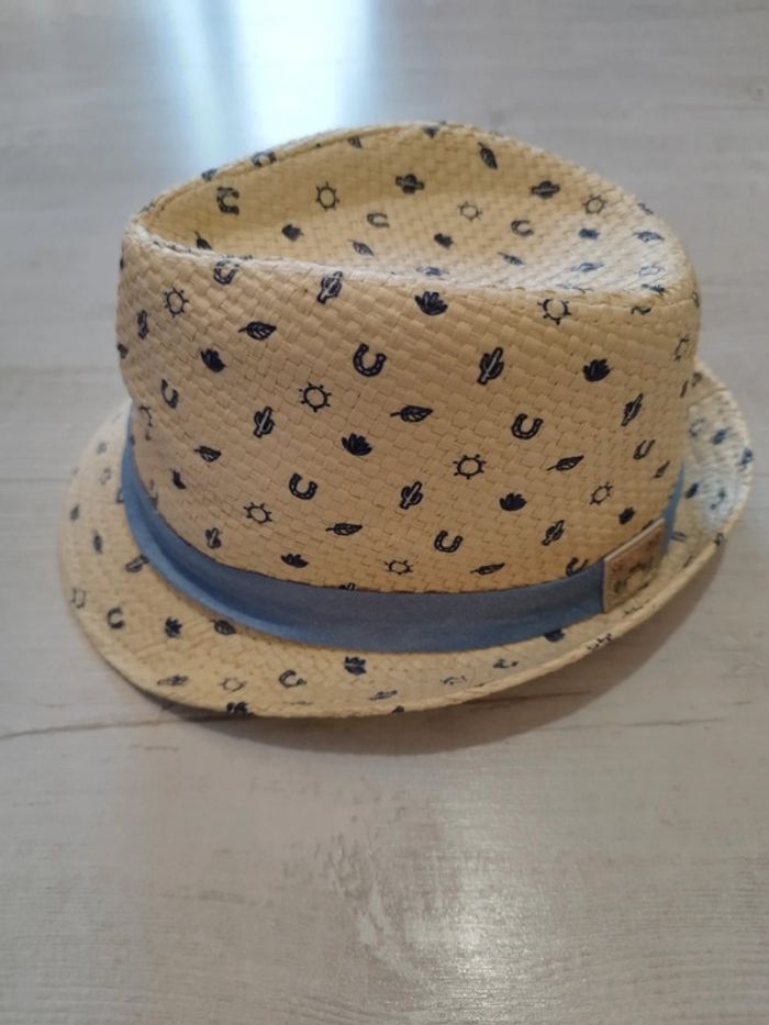 Trés joli chapeau de paille Sergent Major taille 2 / 6-9 mois (45cm) - photo numéro 2