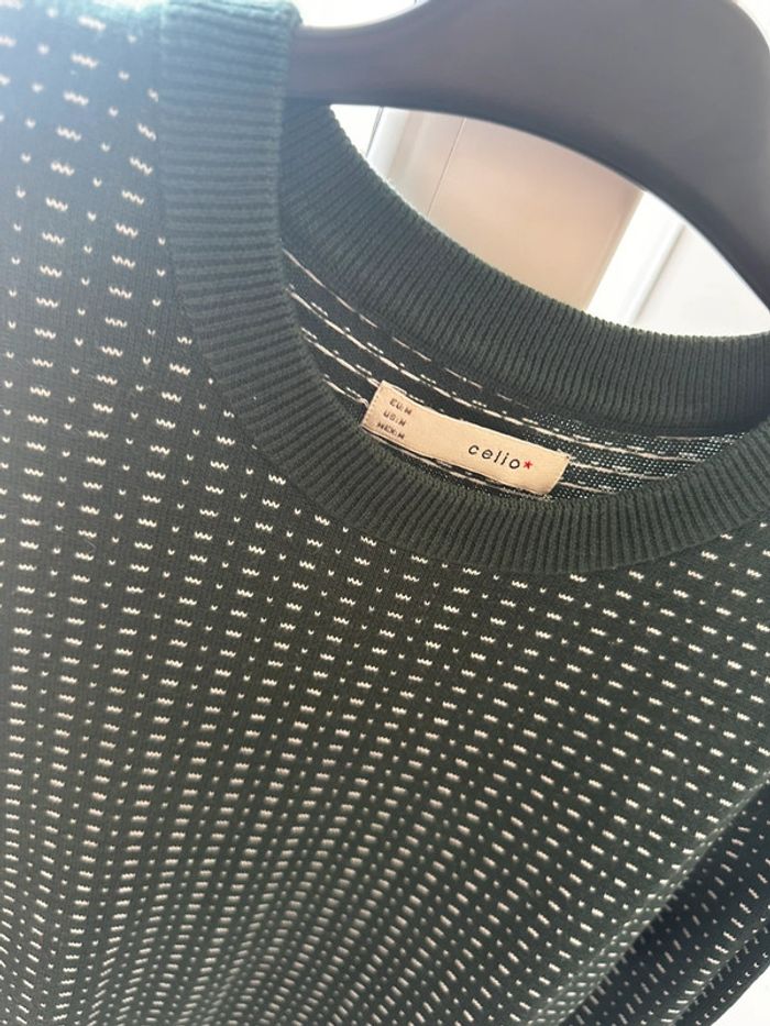Pull Celio – Taille M – Vert & Blanc – Neuf sans étiquette - photo numéro 2