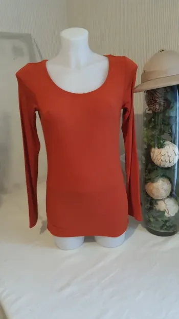 Tee-shirt femme brique "Cache Cache" taille S