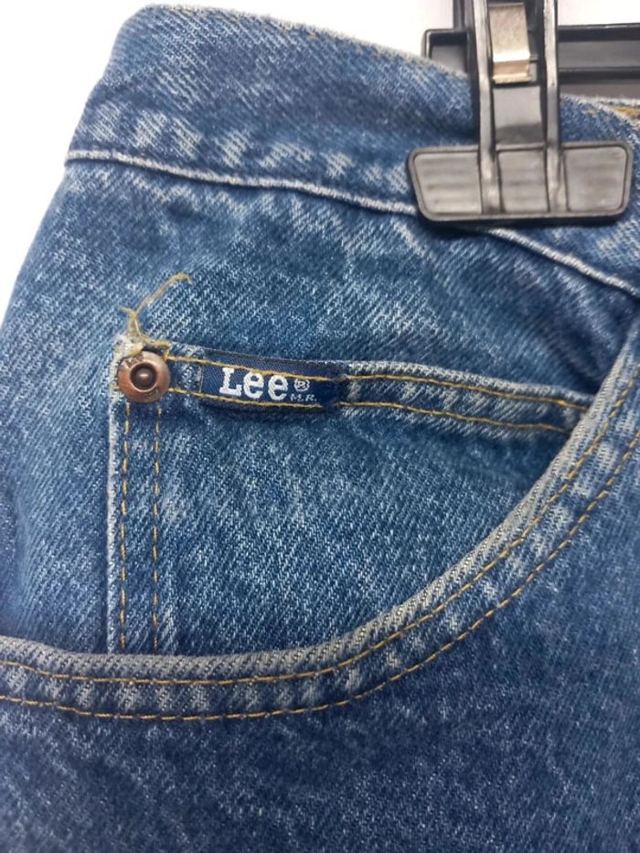 Jeans taille haute Lee vintage imprimé playboy bleu foncé en coton - photo numéro 6