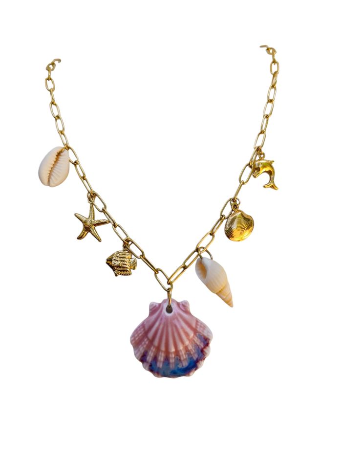 Collier coquillage rose ✅