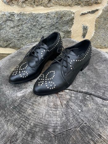 Derbies / mocassin noir avec clous argenté - FPC Compagnie 