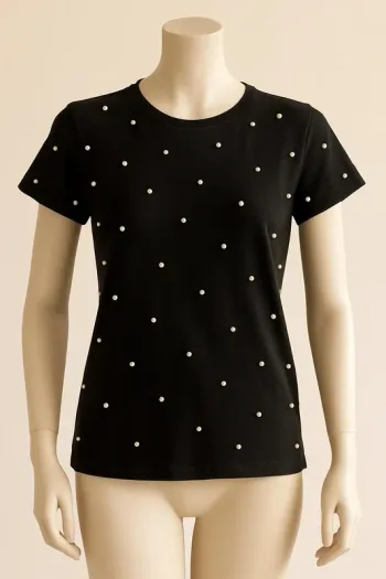 T-shirt perle noir femme taille xs large 🫶🏻