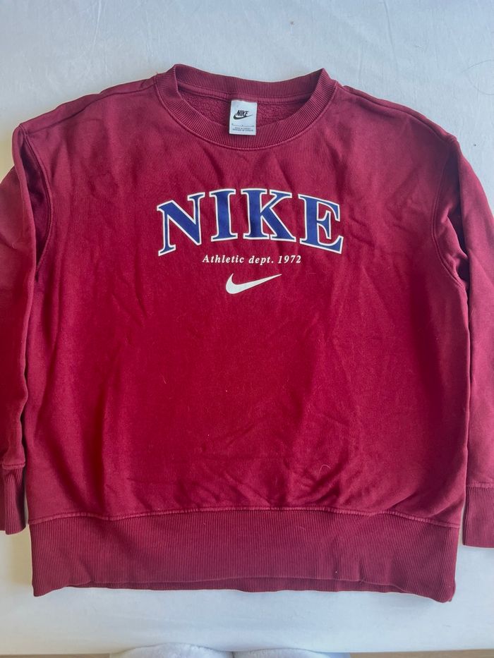 Pull Nike Bordeaux écriture bleu marine - photo numéro 3