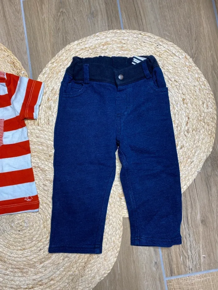 T-shirt rayé + pantalon bébé – Petit Bateau 6 mois - photo numéro 4