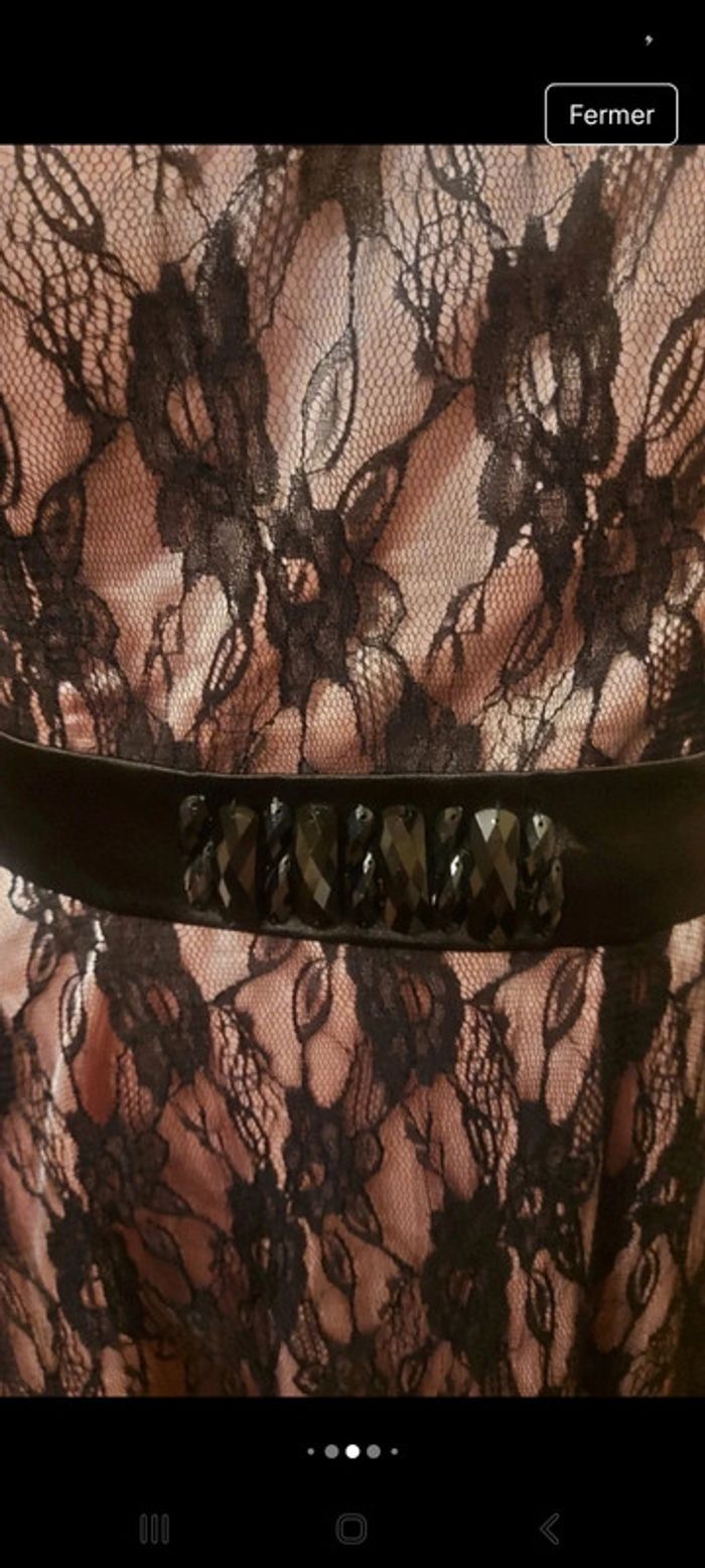 Robe de soirée Maner  L rose/dentelles noires - photo numéro 8
