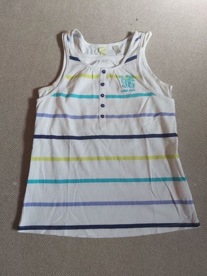 Débardeur à rayures style bord de plage blanc 12 ans fille  - Okaïdi