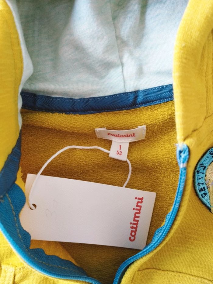 Gilet à capuche zippé garçon jaune taille 1 mois Catimini - photo numéro 3