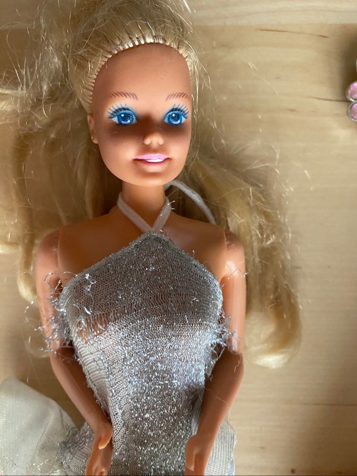 Barbie Mattel poupée Jewel secrets 1986 blonde rose argent collier - photo numéro 10