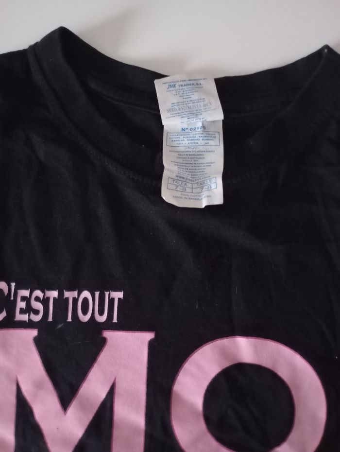 Tee-shirt manches courtes.7/8 ans .Cotin noir . Écriture rose . Parfait état. - photo numéro 9