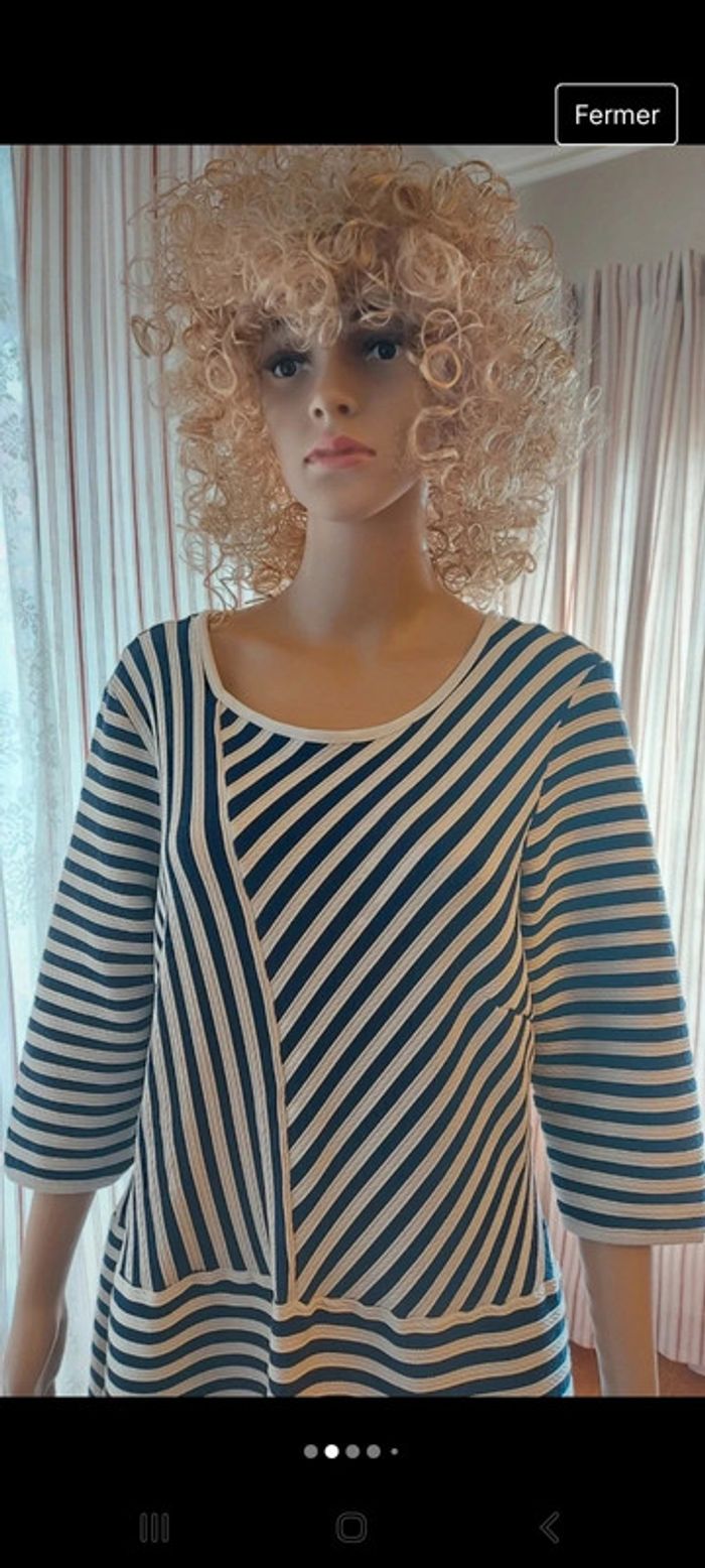 Robe manches 3/4 Lerros t XL bleu et blanc - photo numéro 2