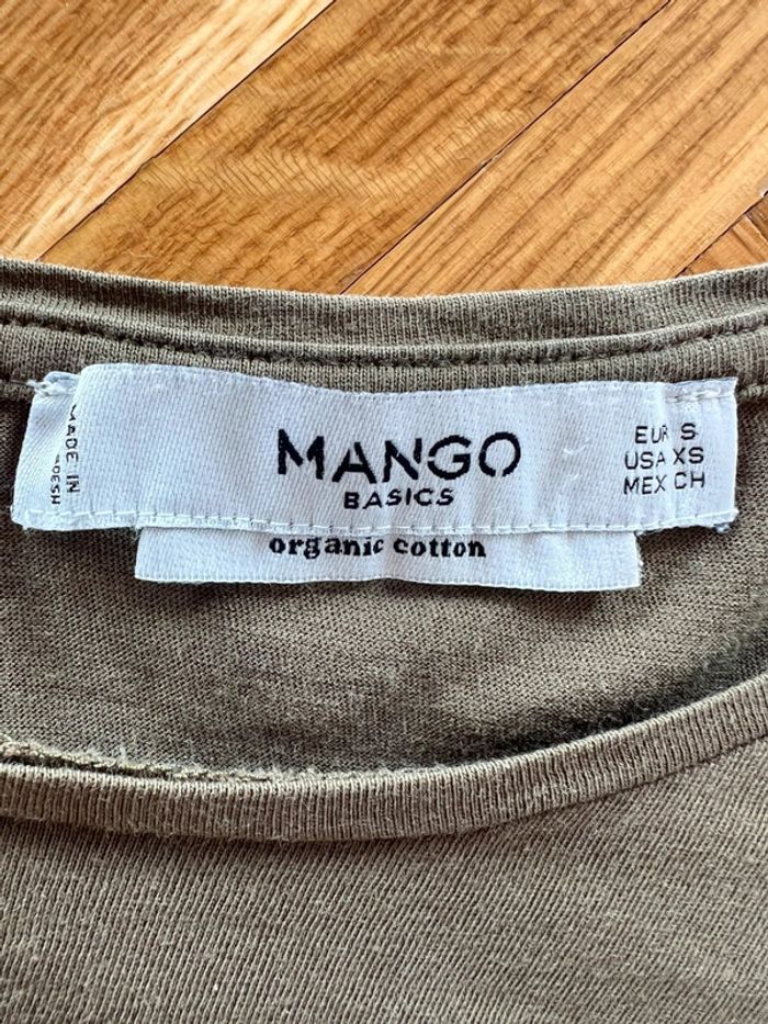 T-shirt kaki uni MANGO - Taille S - Coton bio - photo numéro 3