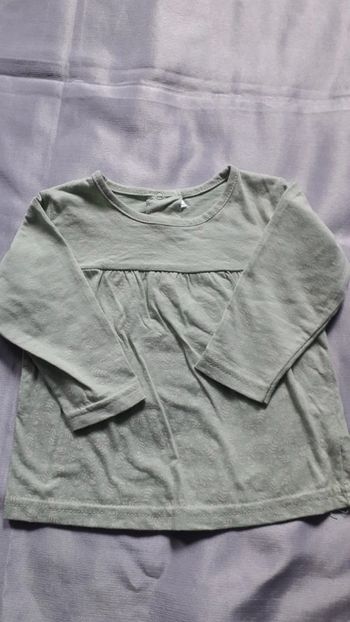 Tunique tee-shirt à manches longues vert pâle 12 mois