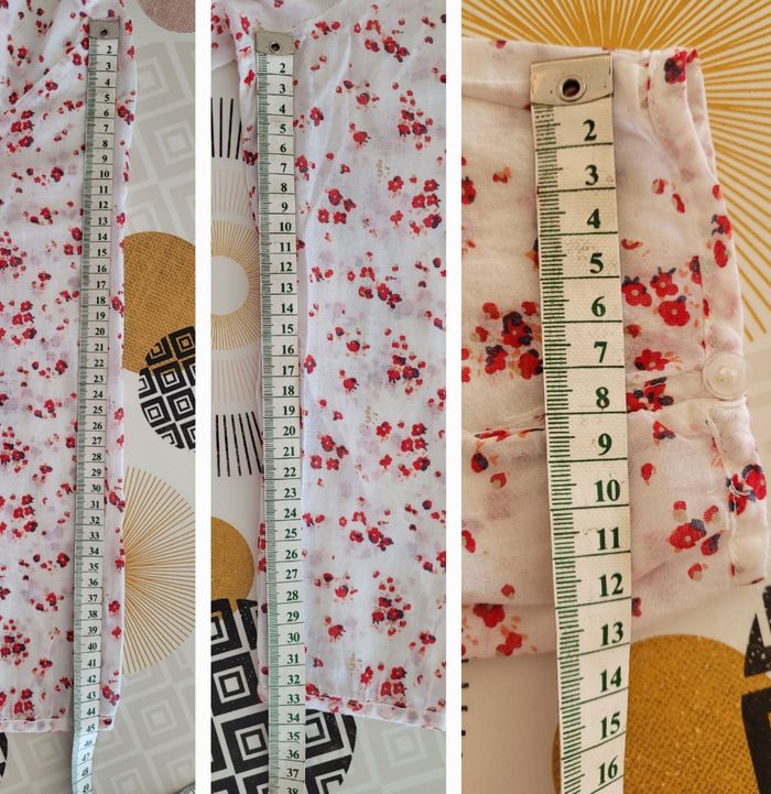 Vero Moda Blouse Manches 3/4 TXS - Blanc&Rouge- Col Tunisien-Légère & Fleurie - TBE - photo numéro 8