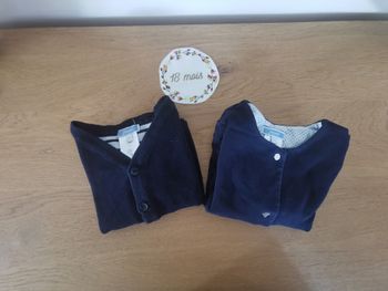 Lot jacadi 1 gilet et 1 veste bleu marine bébé 18 mois
