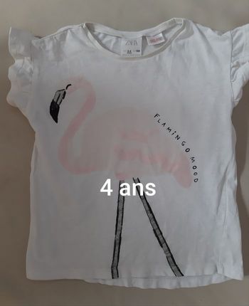 Tee-shirt manches courtes fille - flamant rose - Zara - 4 ans