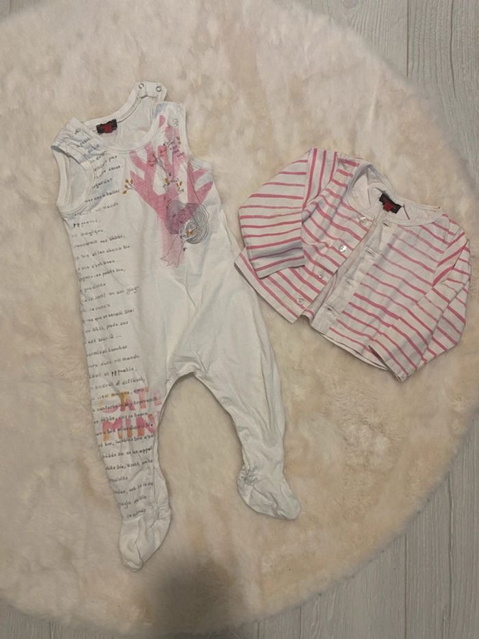 🌸🎀Ensemble Catimini bébé fille – 9 mois – Grenouillère + gilet – TBE🎀🌸 - photo numéro 2