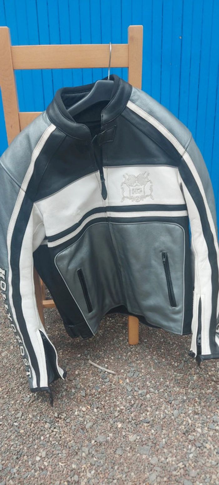 Blouson manteau moto cuir - photo numéro 2