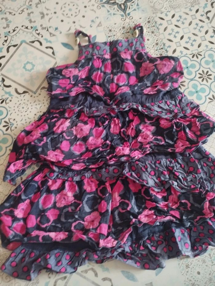 Robe à bretelles orchestra rose bleu 6 ans tbe - photo numéro 2