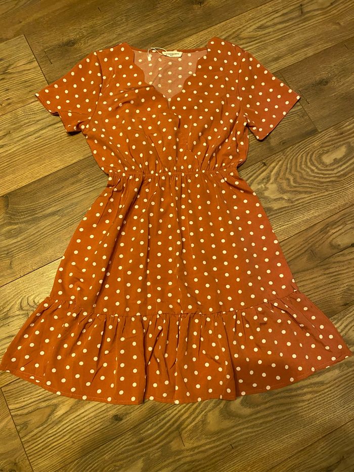 Robe été taille S vieux rose à pois blanc