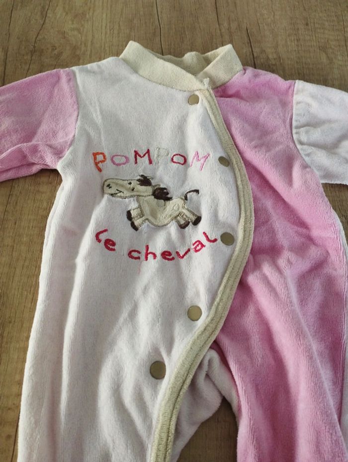 Pyjama grenouillère velours fille taille 1 mois Les Chatounets - photo numéro 2