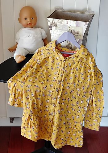 Tunique ML fille 8 ans – Motif floral moutarde 