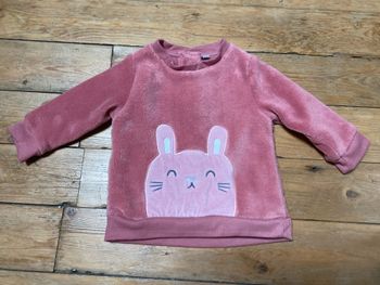 Pull lapin tout doux pilou vieux rose 12 mois