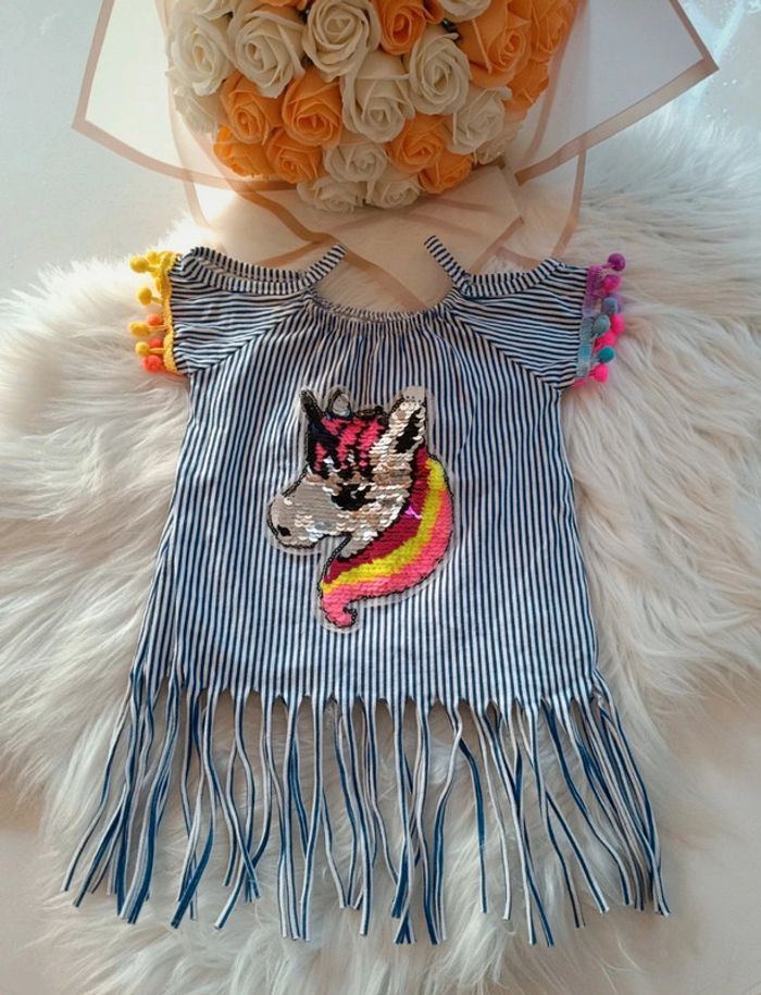 Blouse a frange bébé fille licorne 🦄