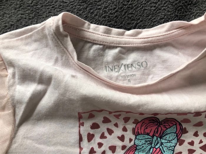 T shirt fille 4 ans coton et dentelle sur les épaules - photo numéro 3