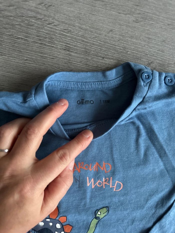 T shirt manches longues gemo 18 mois dinosaures - photo numéro 2