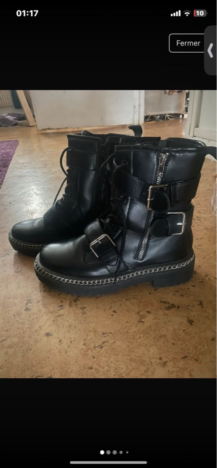 Botte / bottine taille 39 en cuir avec chaîne - photo numéro 3