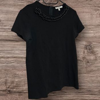 T-shirt noir, col à perles, Koton - 36/S