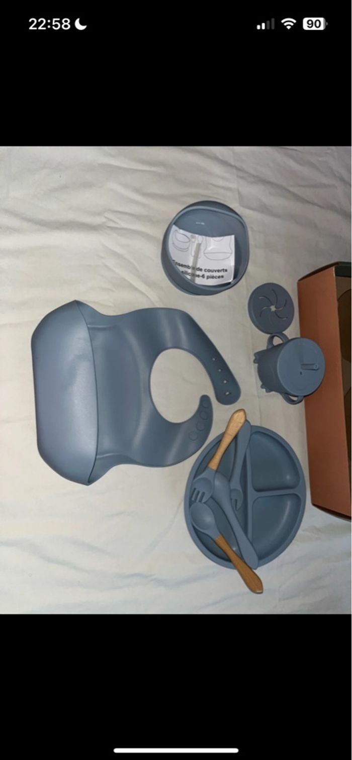 Set de repas en silicone bleu pour enfant 10 pièces - photo numéro 10