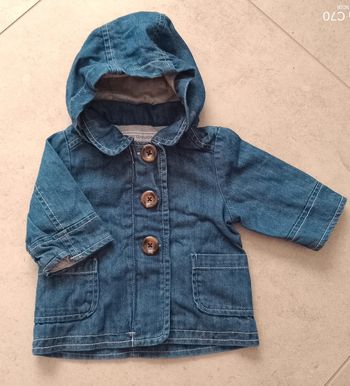 Vertbaudet veste manteau capuche jean 1 mois