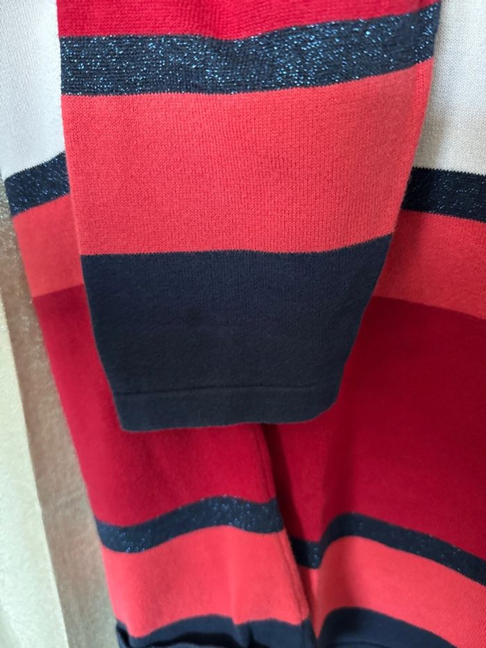 Pull Tommy Hilfiger Femme – Col V – Rayé Rouge/Blanc/Bleu – Taille XL - photo numéro 4