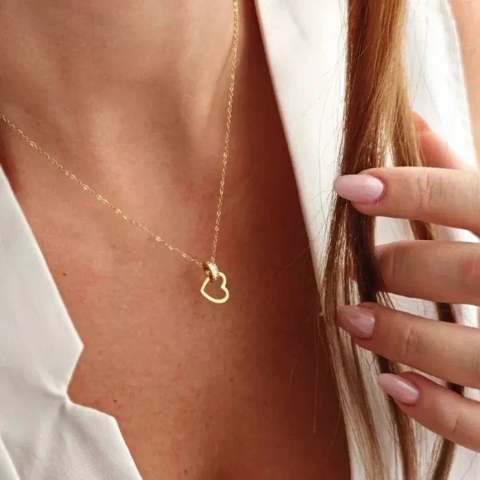 Parure "Cœur & Rose" en Acier Inoxydable Doré - Cadeau Idéal - photo numéro 3